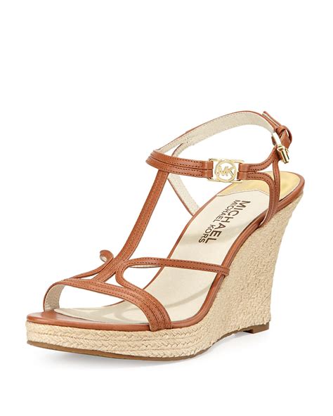 michael kors leather braided espadrille wedges|Michael Kors cicely wedge sandals.